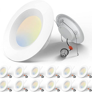 5/6 inch 3CCT LED Recessed Lighting 12 Pack, Dimmable IC Damp Rated 950LM Can Lights with Baffle Trim