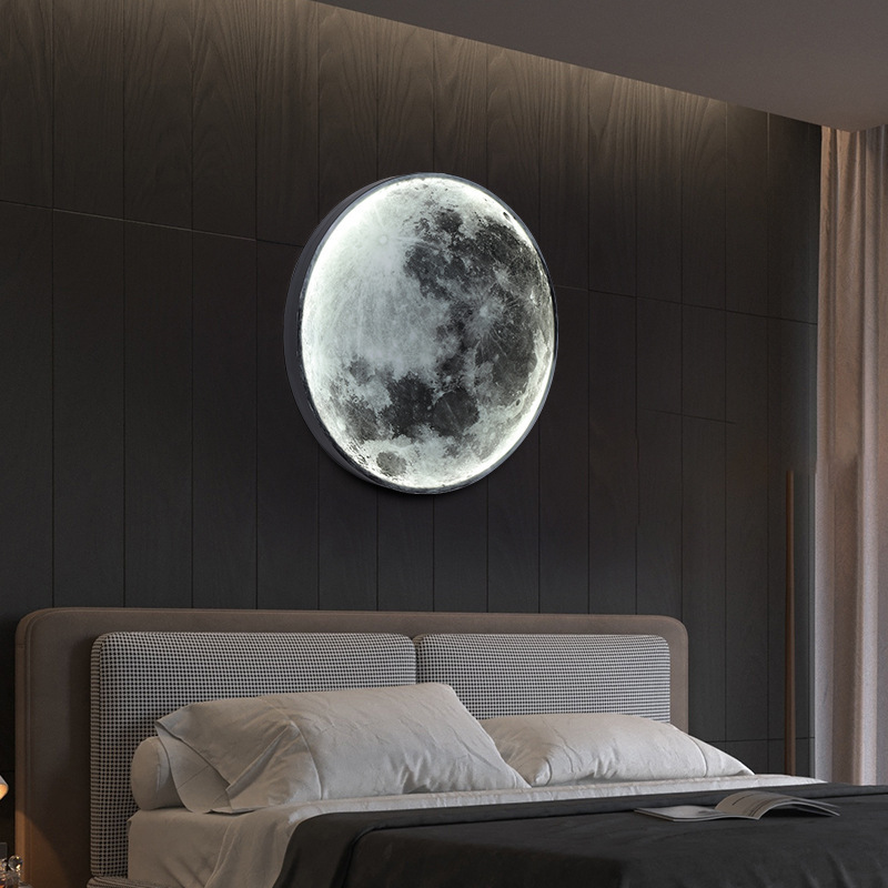 Modern Led Moon Wall Lamps Living Room Bedroom Background Decoration Night Light Creative Corridor Mural Wall Lighting