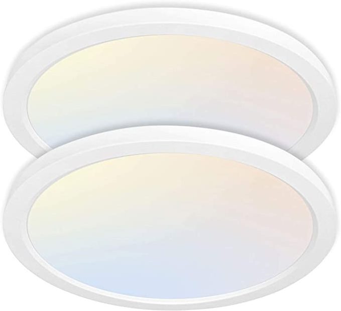 13 Inch Selectable CCT LED Round Flat Panel Light, 24W 2400lm Dimmable Edge-Lit Flush Mount Ceiling Light Fixture