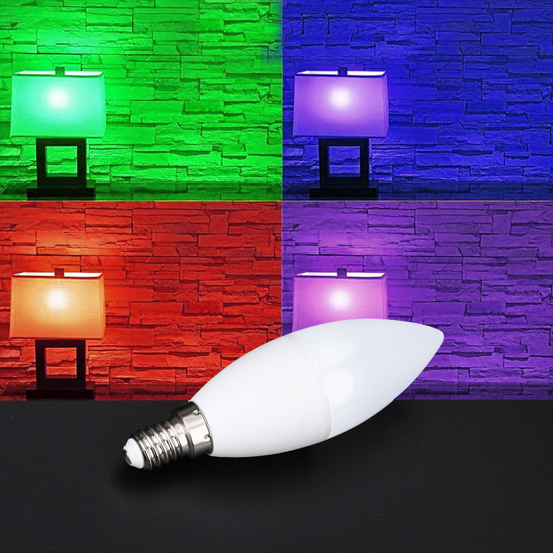 E14 220V Candle Shape Smart RGB 16 Color LED Lamp Bulb Wireless Remote Control Rgb Led Bulbs