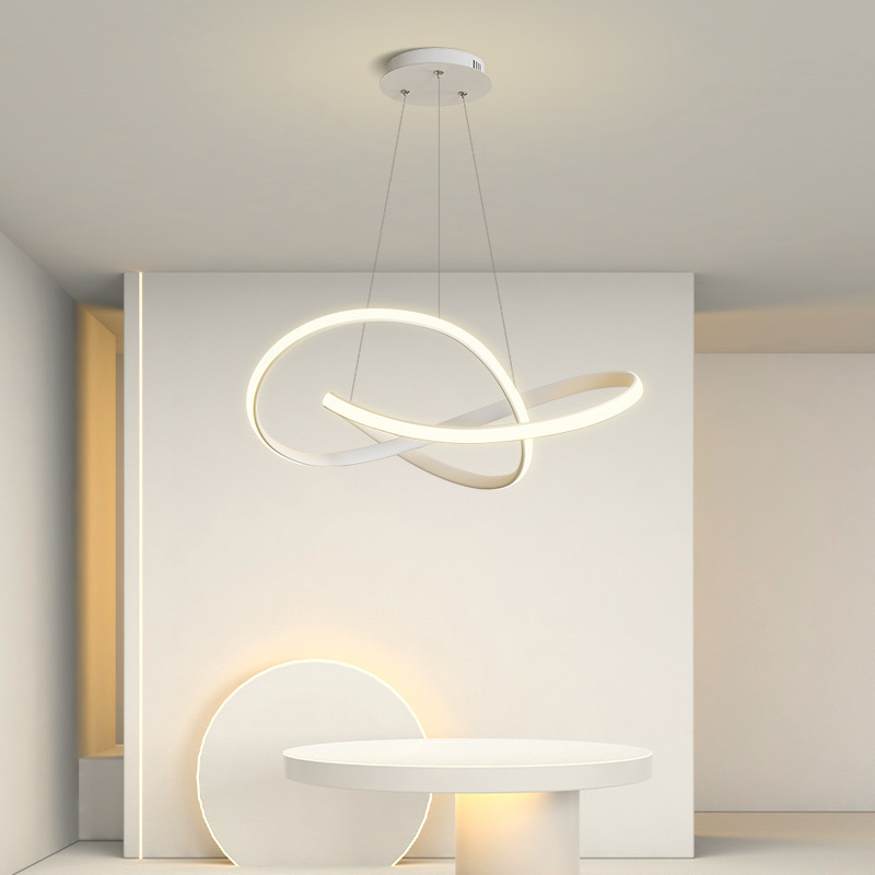 Modern Remote Control Acrylic Ring Ceiling Lamp Hanging Dining Room Living Room Bedroom Kitchen Home Chandelier LED