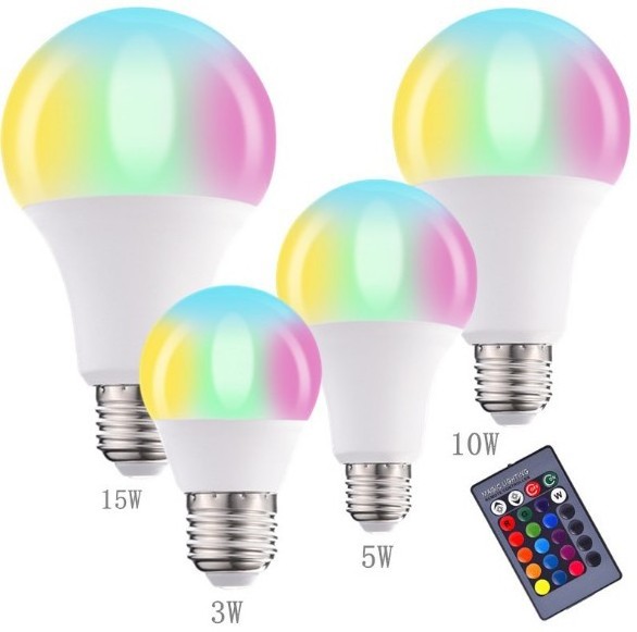 Color-changing remote control bulb led colorful RGB bulb color bulb A60 plastic package aluminum intelligent fill light