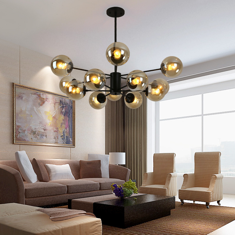 Modern Led Chandelier For Living Room Bedroom Kitchen Gold Glass Ball Lustre Ceiling Hanging Lamp Home Decor Lighting Fixtures