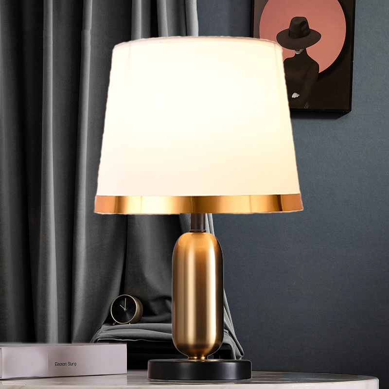 Hotel luxury modern black fabric lamp shade desk lamp home decorative night light bedside table lamp