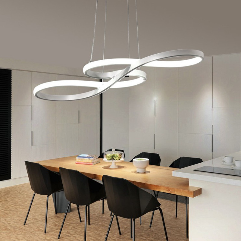 2024 New Modern Restaurant Indoor Kitchen Linear Curve Aluminum Gold Led Chandelier Pendant Hanging Light