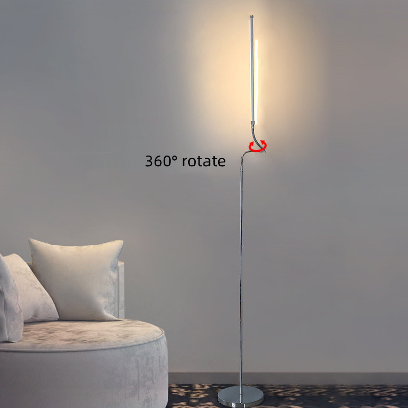 Slimeline LED modern floor lamp, brushed steel is suitable for living room, bedroom and study