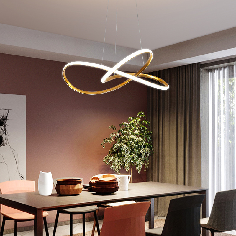 Modern Remote Control Acrylic Ring Ceiling Lamp Hanging Dining Room Living Room Bedroom Kitchen Home Chandelier LED