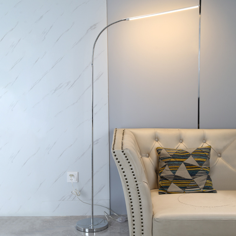 Slimeline LED modern floor lamp, brushed steel is suitable for living room, bedroom and study