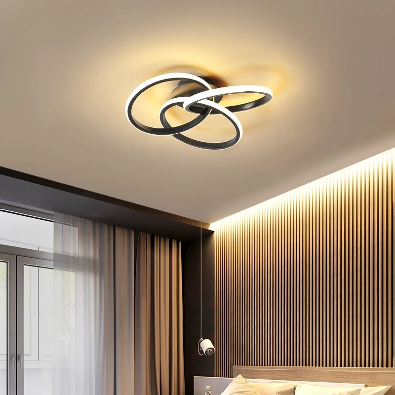 LED Chandelier in the Kitchen Modern Black Ceiling Pendant Lamp for Dining Table Bedroom Room Home Lighting with Remote Control