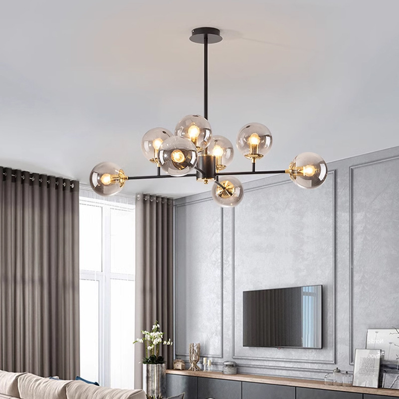 Modern Led Chandelier For Living Room Bedroom Kitchen Gold Glass Ball Lustre Ceiling Hanging Lamp Home Decor Lighting Fixtures