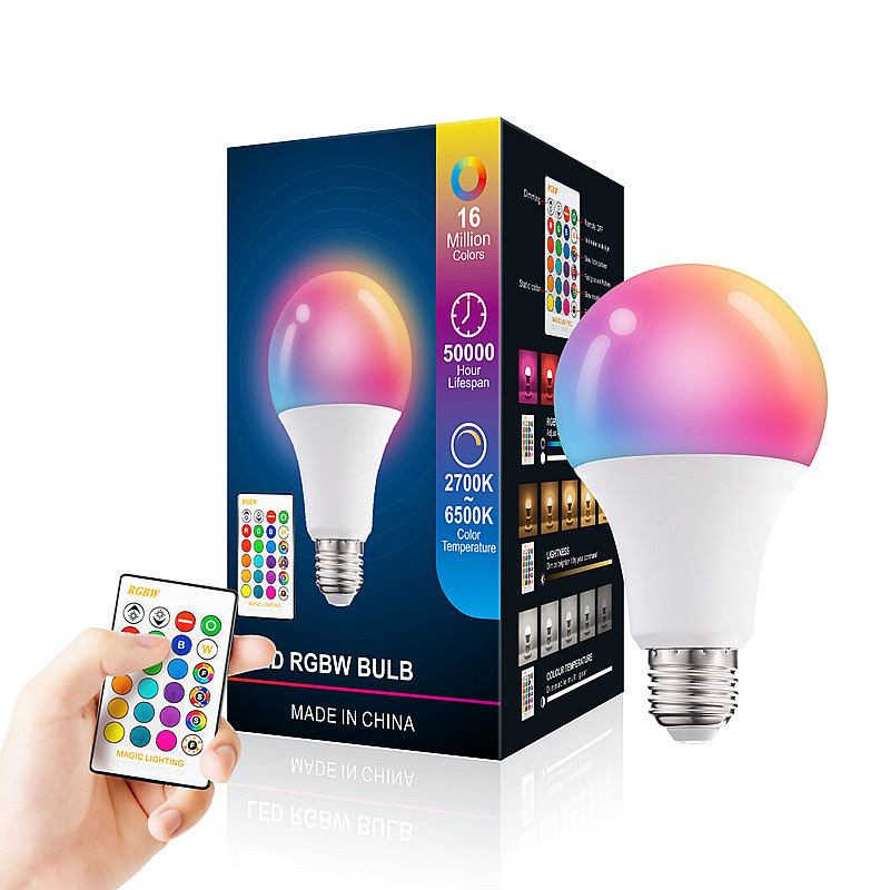 Color-changing remote control bulb led colorful RGB bulb color bulb A60 plastic package aluminum intelligent fill light