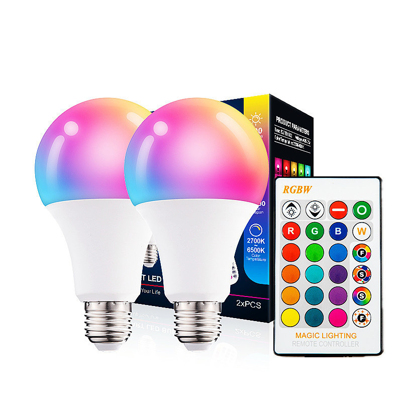 Color-changing remote control bulb led colorful RGB bulb color bulb A60 plastic package aluminum intelligent fill light