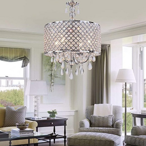 Modern crystal chandelier fixtures, farmhouse chrome metal round chandelier Kitchen Island Dining room Foyer entrance Bedroom