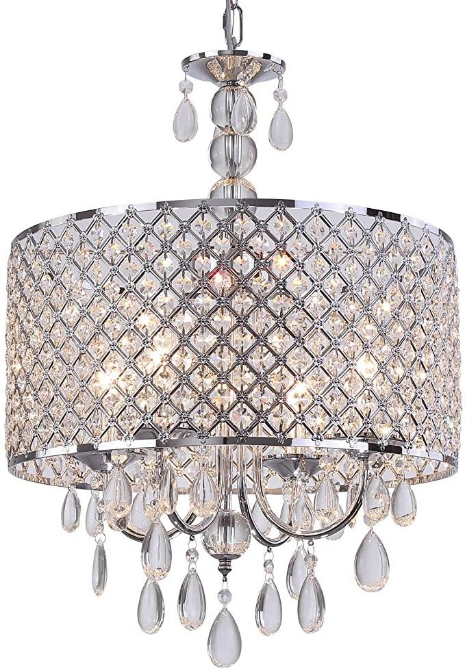 Modern crystal chandelier fixtures, farmhouse chrome metal round chandelier Kitchen Island Dining room Foyer entrance Bedroom