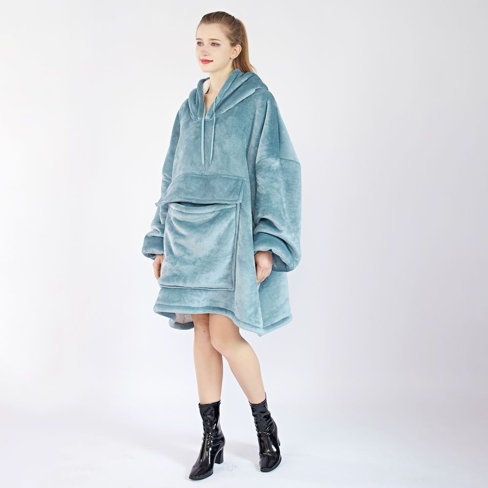 2024 Hot Sale Oversize Wearable Blanket Sherpa Fleece Big Hoodie Sweatshirt Blanket For Adults Women Girls Teenagers Teens Men