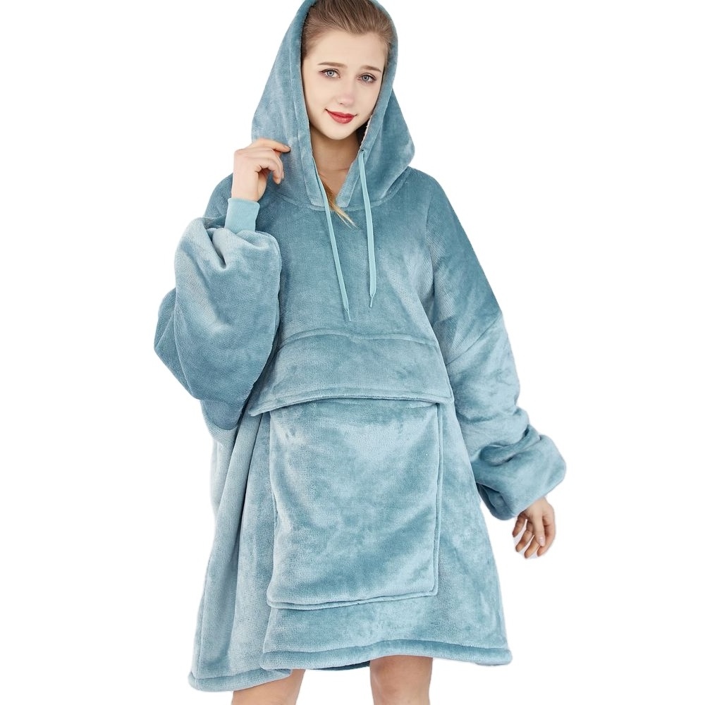 2024 Hot Sale Oversize Wearable Blanket Sherpa Fleece Big Hoodie Sweatshirt Blanket For Adults Women Girls Teenagers Teens Men