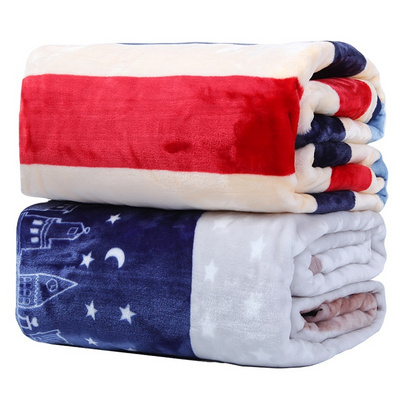 High Quality Flannel Fleece Blanket Custom Cheap Soft Colorful Striped  Polyester Blanket