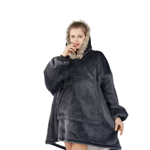 Hot Sell Customize Oversize Blanket Hoodie Flannel Wearable Puffy Oversized Wearable Blanket Hoodie, Comfy Sherpa Sweatshirt