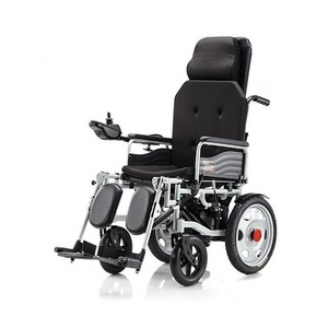 2024 New Hot Sale Cheap Foldable Portable Electric Wheelchair High Backrest Folding Reclining Wheelchair