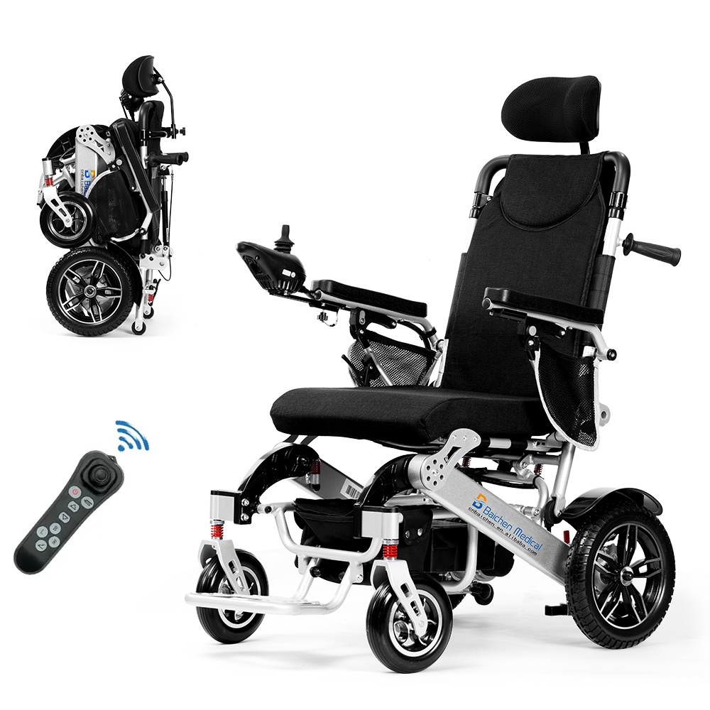 Baichen Portable High Backrest Manual Folding Electric Wheelchair for Handicapped