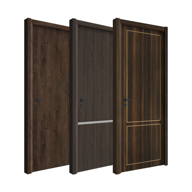 Factory Melamine Door MDF WPC PVC Bathroom Door Hotel Modern Wooden Prehung Interior Door for Houses