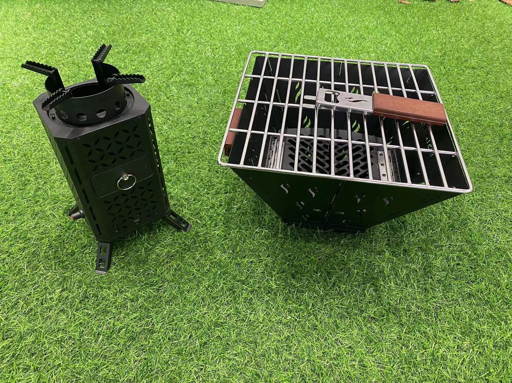 Charcoal Starter and BBQ Grill Charcoal Starter External baking grill, a multi-purpose furnace The stove can be folded for easy