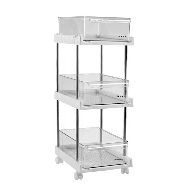 2 Tier Rolling Storage Drawer Cart Mobile Shelving Unit Storage Trolley Storage Rack With Drawer and Caster Wheel