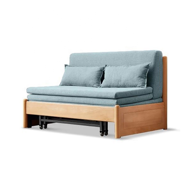 Solid wood modern minimalist foldable sofa bed with storage and expandable Nordic living room multifunctional sofa