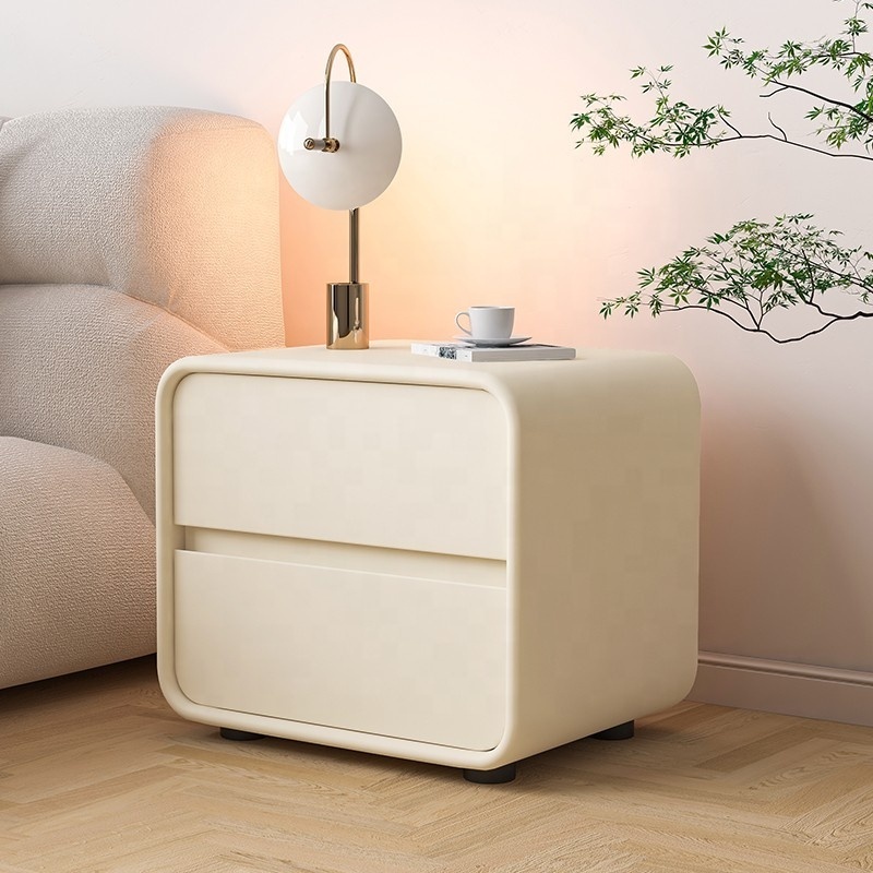 Smart bedside table, simple three draw rechargeable bedside table, bedroom multifunctional fingerprint lock storage cabinet