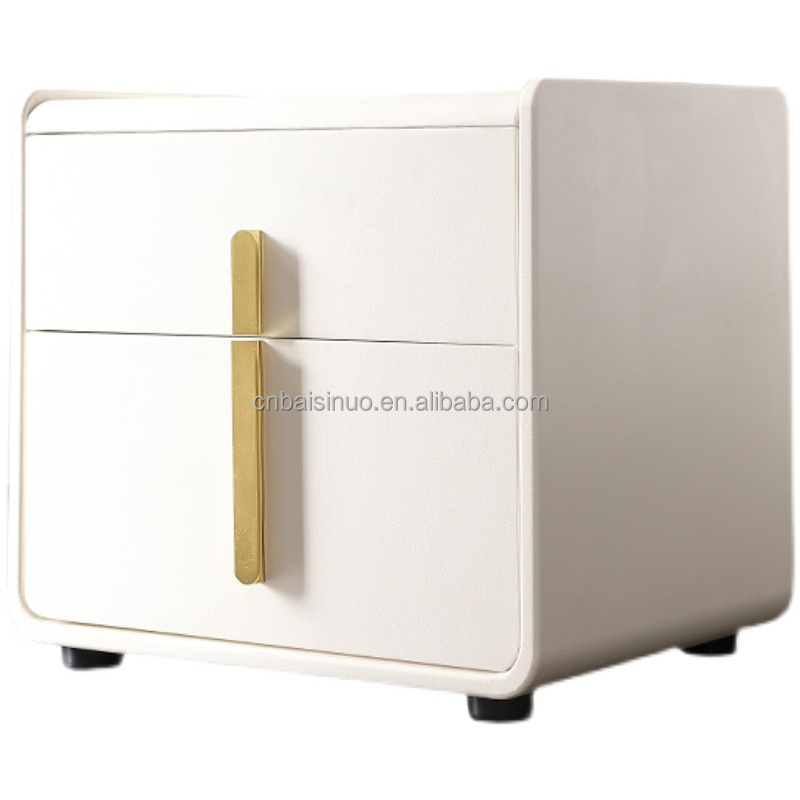 Modern minimalist solid wood bedside table, cream air bedroom bedside storage cabinet