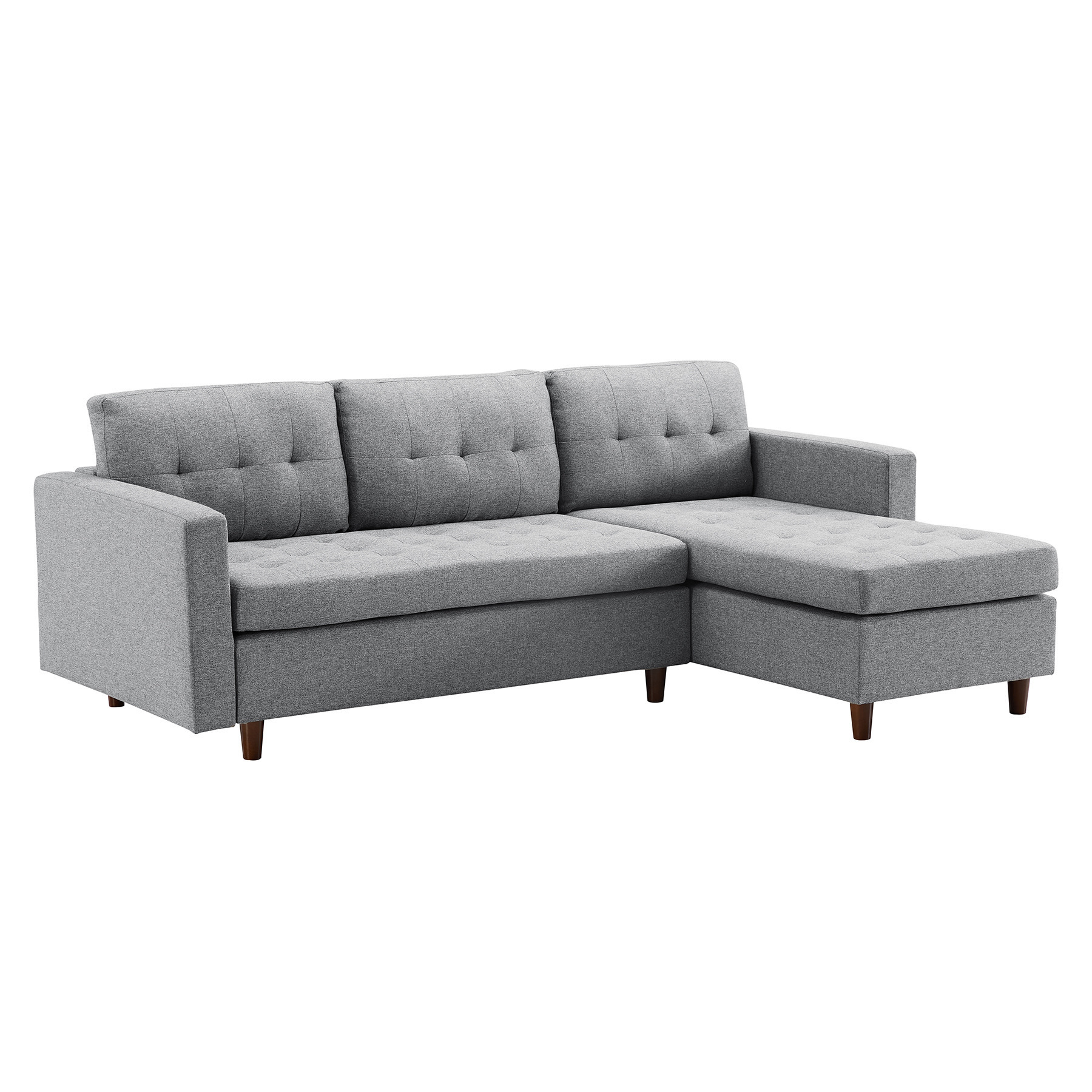 Grey Color Modern Simple Style USA STOCK Sectional Sofa with Sofa-bed Living Room Furniture L Shape Leisure Fabric Sofas