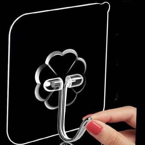 6cm Transparent Square Plastic Wall Hanging Hook for Clothes Wall clothing Hanger None-slip Wall Hook