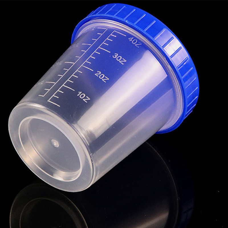 120ml plastic pp lab measuring cup with lid , 4OZ cup with scale and cap