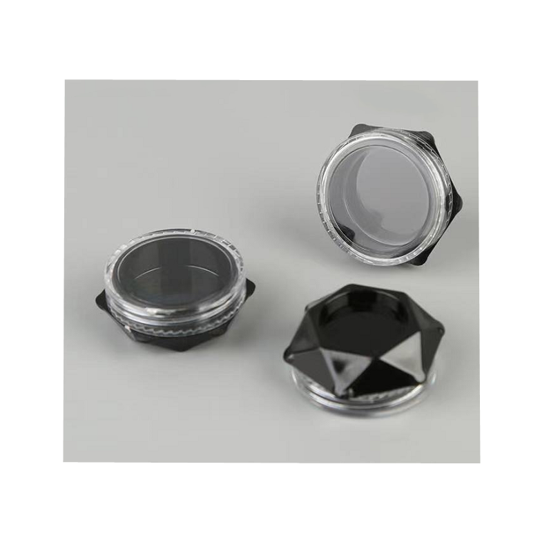 3g PS plastic Hexagonal facial cream jar, black bottom Polygon eye cream jar,star shape  eye shadow jar