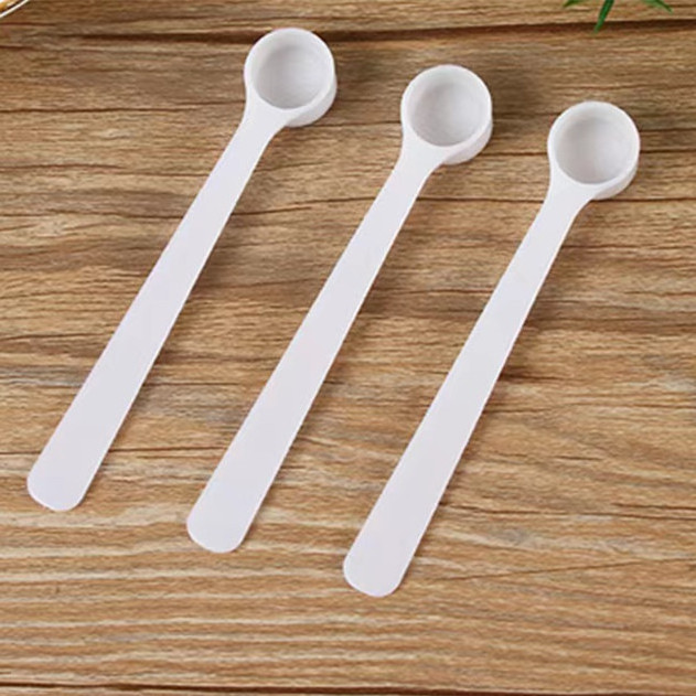 0.5g 1ml plastic PP measuring spoon, 1ml 0.5g white flat bottom milk powder salt scoop