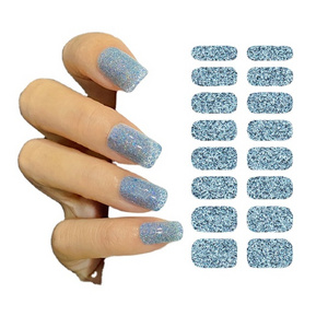 16pcs/set Nail Beauty Shiny Matte Glossy Hot Selling Gradient Flash Powder  Ballet False Nail 3D Nail Sticker