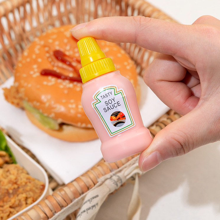 Mini Plastic Soy Sauce Bottle Portable Bento Seasoning Salad Dressing Box Ketchup Bottle