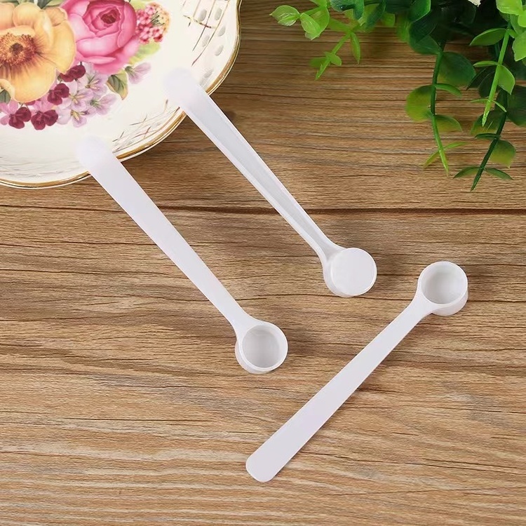 0.5g 1ml plastic PP measuring spoon, 1ml 0.5g white flat bottom milk powder salt scoop