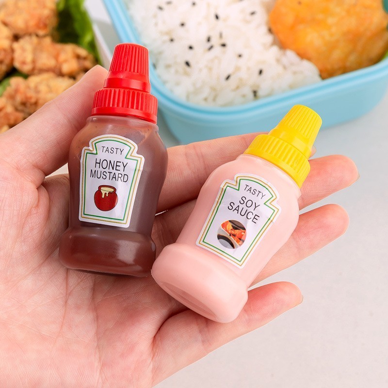 Mini Plastic Soy Sauce Bottle Portable Bento Seasoning Salad Dressing Box Ketchup Bottle