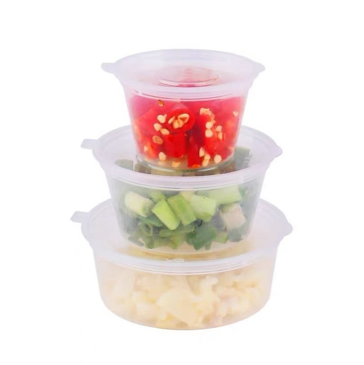 1000pcs/pack 30ml 45ml 60ml 100ml Disposable Transparent Plastic Cups One-Piece Split Sauce Cup With Cover