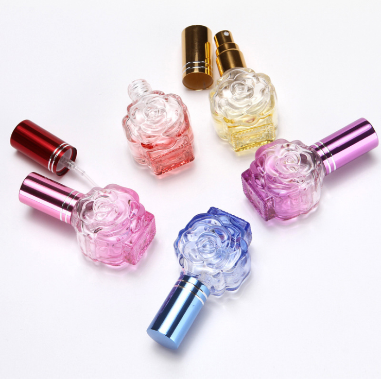 10ml Empty Colorful Kitty Rose Shape Glass Perfume Bottle WIth Spray Cap For Automobile Fresh Air Perfume Bottles