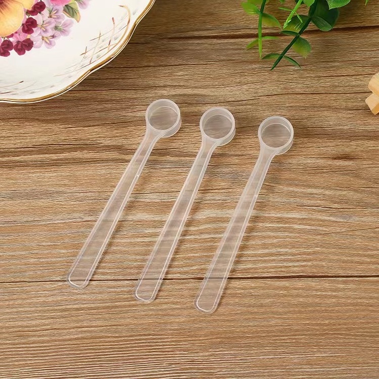 0.5g 1ml plastic PP measuring spoon, 1ml 0.5g white flat bottom milk powder salt scoop