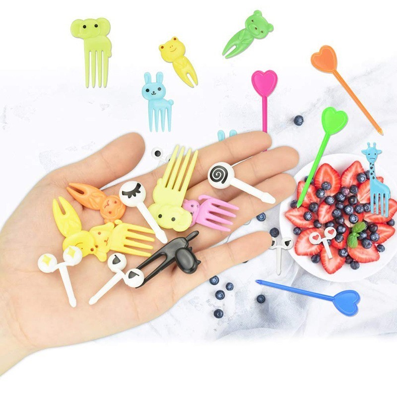 Creative Children Funny Cartoon Cake Fruit Fork Cute Plastic Fruit Stick For Kitchen Bento Decoration