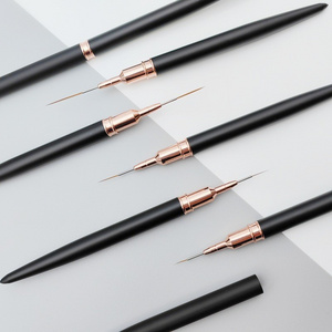 New Japanese matte black  pen 5 sets brush rose gold color painting flower nail professional tools