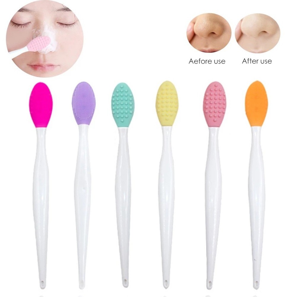 15cm long handle plastic silicone lip balm brush cleaning brush facial nose blackhead removal tool with opp bag