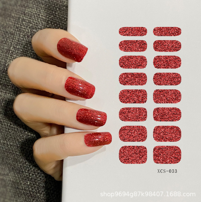 16pcs/set Nail Beauty Shiny Matte Glossy Hot Selling Gradient Flash Powder  Ballet False Nail 3D Nail Sticker