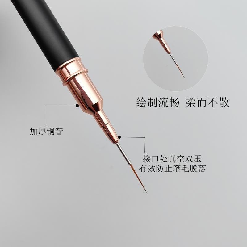 New Japanese matte black  pen 5 sets brush rose gold color painting flower nail professional tools