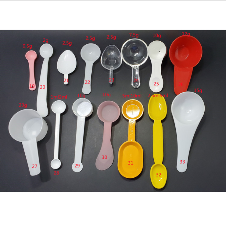 Spoon Factory 0.25ml 0.25g 1g 2g 3g 5g 10g 15g Plastic Measuring Spoon Scoop For Milk Powder Tea Salt Round Flat Bottom Medicine