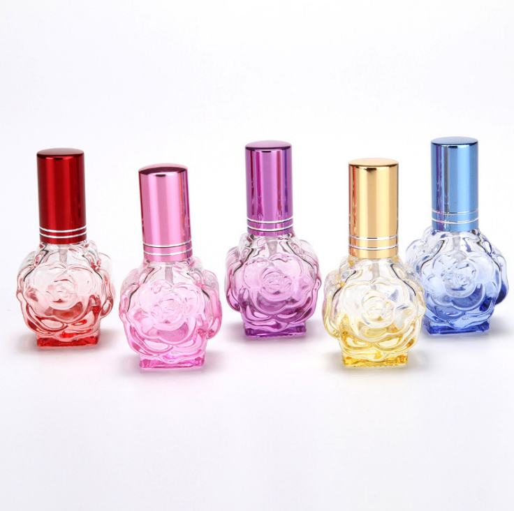 10ml Empty Colorful Kitty Rose Shape Glass Perfume Bottle WIth Spray Cap For Automobile Fresh Air Perfume Bottles