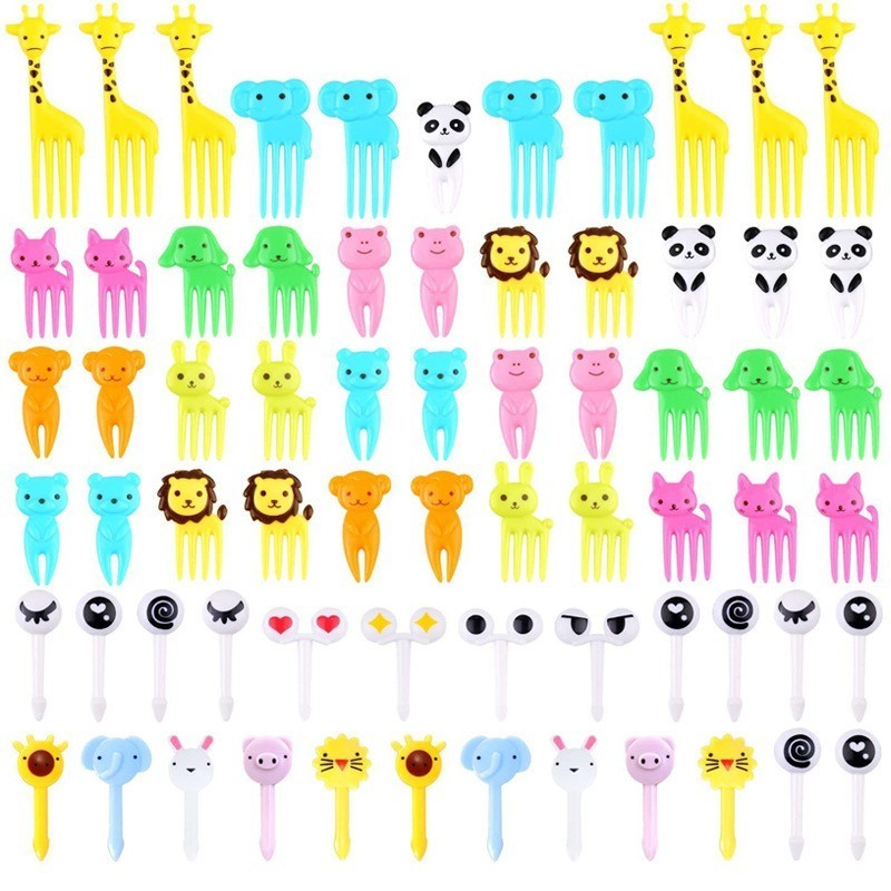 Creative Children Funny Cartoon Cake Fruit Fork Cute Plastic Fruit Stick For Kitchen Bento Decoration